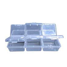 Load image into Gallery viewer, Multipurpose Plastic Storage Box Pack of 1 Individual Lids From Outside Six Compartment Storage Box Transparent/Colour Rectangular For Multi use at home, office, shop etc Size 150 X 85 X 30 mm
