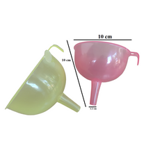 Load image into Gallery viewer, Funnel Plastic All Purpose Wide-Mouth Color Plastic Funnel Pack of 1 Food Grade And BPA Free With Mini Handle for Kitchen, Transfer Any Liquid, Oils etc. (Size: 100 mm)
