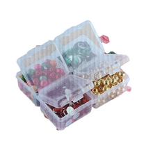 Load image into Gallery viewer, Plastic Boxes 4 in 1 (with 4 Lid) Small Plastic Boxes for Storage of Multipurpose Things Pack of 1 Transparent Square For Multi use at home, office, shop etc Size Small 10 X 8.5 X 3 mm
