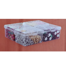 Load image into Gallery viewer, Plastic Boxes 4 in 1 (with 4 Lid) Small Plastic Boxes for Storage of Multipurpose Things Pack of 1 Transparent Square For Multi use at home, office, shop etc Size Small 10 X 8.5 X 3 mm
