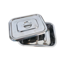 Load image into Gallery viewer, Instrument tray with lid 8 x 6 inch stainless steel Pack of 1 | ss tray with cover | reusable autoclavable for hospital, clinic, dental &amp; laboratory use
