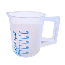 Load image into Gallery viewer, Measuring Jug Printed Plastic 100 ml Beaker with Handle, Molded in Polypropylene - Screen Printed Graduations, Spout &amp; Handle for Easy Pouring (100 ml, Pack of 1)
