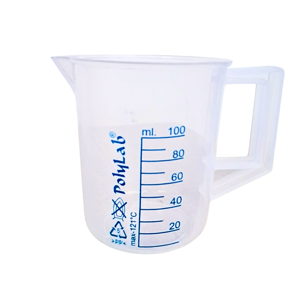 Measuring Jug Printed Plastic 100 ml Beaker with Handle, Molded in Polypropylene - Screen Printed Graduations, Spout & Handle for Easy Pouring (100 ml, Pack of 1)