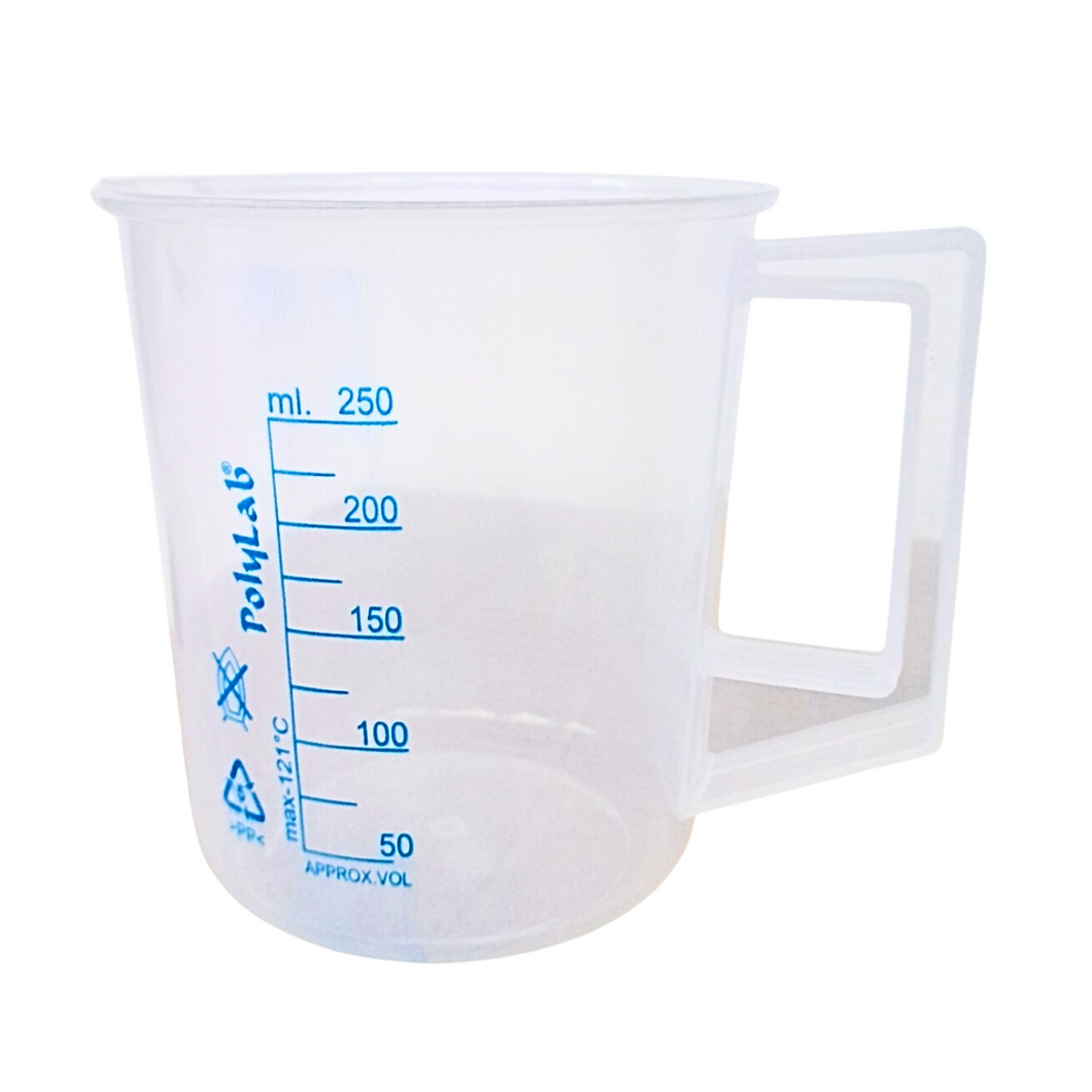 Measuring Jug  Printed Plastic 250 ml Beaker with Handle, Molded in Polypropylene - Screen Printed Graduations, Spout & Handle for Easy Pouring (250 ml, Pack of 1)