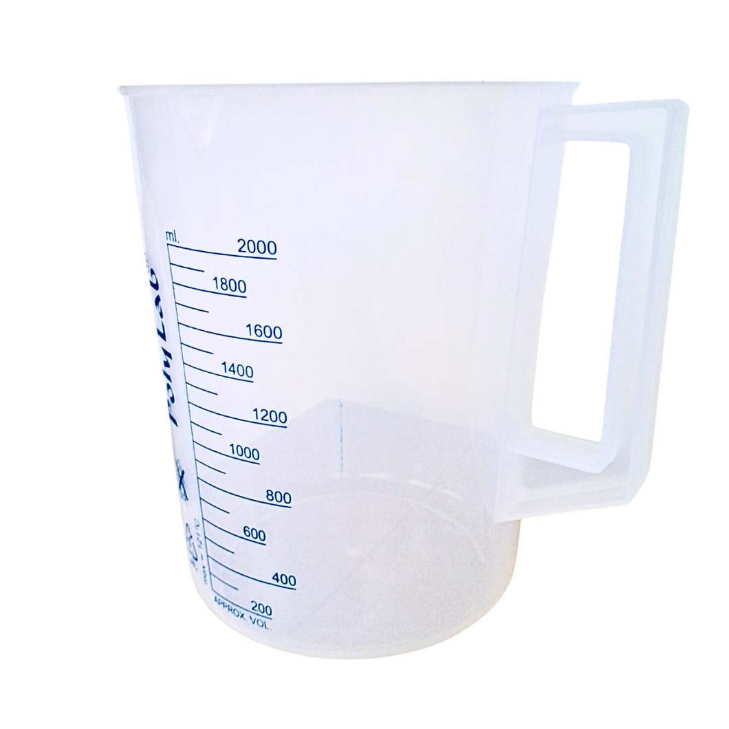Measuring Jug Printed Plastic 2000 ml or 2 LTR Beaker with Handle, Molded in Polypropylene - Screen Printed Graduations, Spout & Handle for Easy Pouring (2000 ml, Pack of 1)