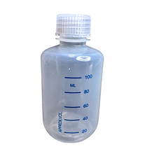 Load image into Gallery viewer, Reagent Bottle Printed Graduation Leak proof Narrow Mouth with cap Capacity 125 ml Material Polypropylene For filling Liquid in Laboratory Pack of 1
