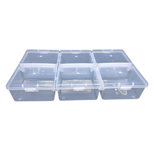 Load image into Gallery viewer, Multipurpose Plastic Storage Box Pack of 1 Individual Lids From Outside Six Compartment Storage Box Transparent Rectangular For Multi use at home, office, shop etc Size 235 X 125 X 40 mm
