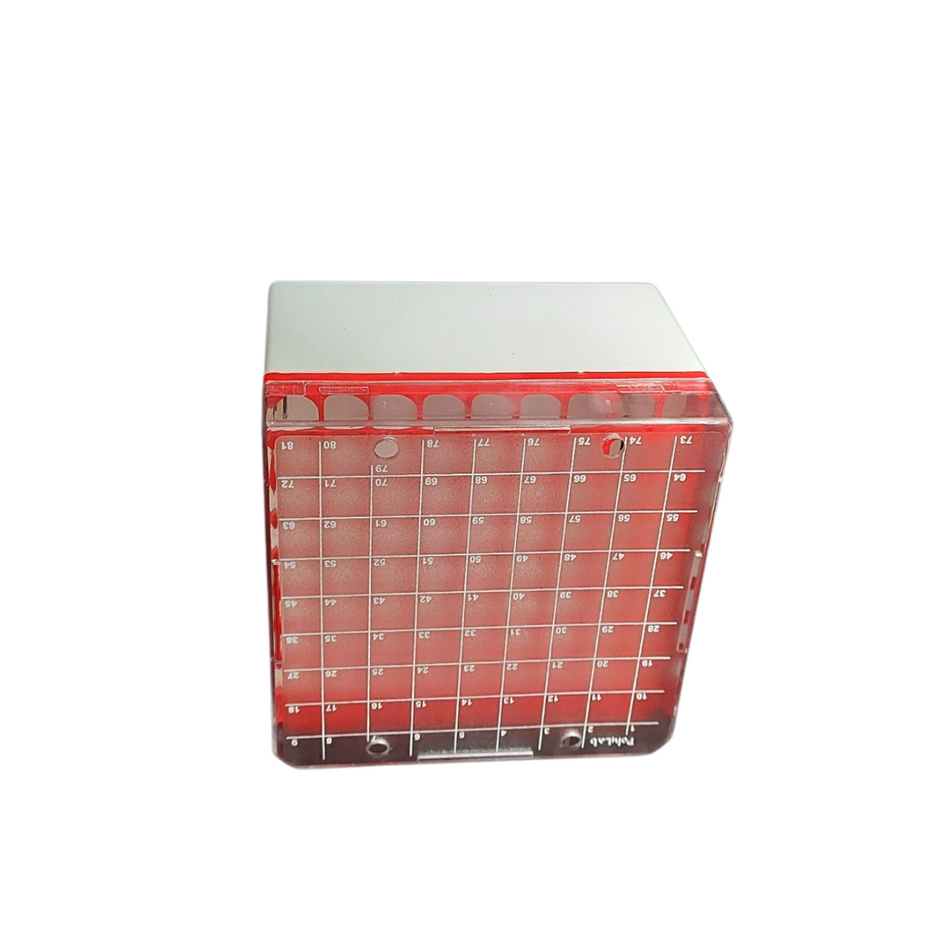 Polylab Cryo Box (P.C) Polycarbonate Freezer Boxes, 4.5 ml Cryo Vial Rack, Freezer Storage,- 81 places for 4.5 ml cryo vails (Pack of 1)