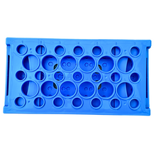 Load image into Gallery viewer, Foldable Space Saving Rack for 15 ml and 50 ml Centri-fuge Tube total 33 holes Polypropylene mold Laboratory Plastic Tube Rack Holder (Pack of 1)
