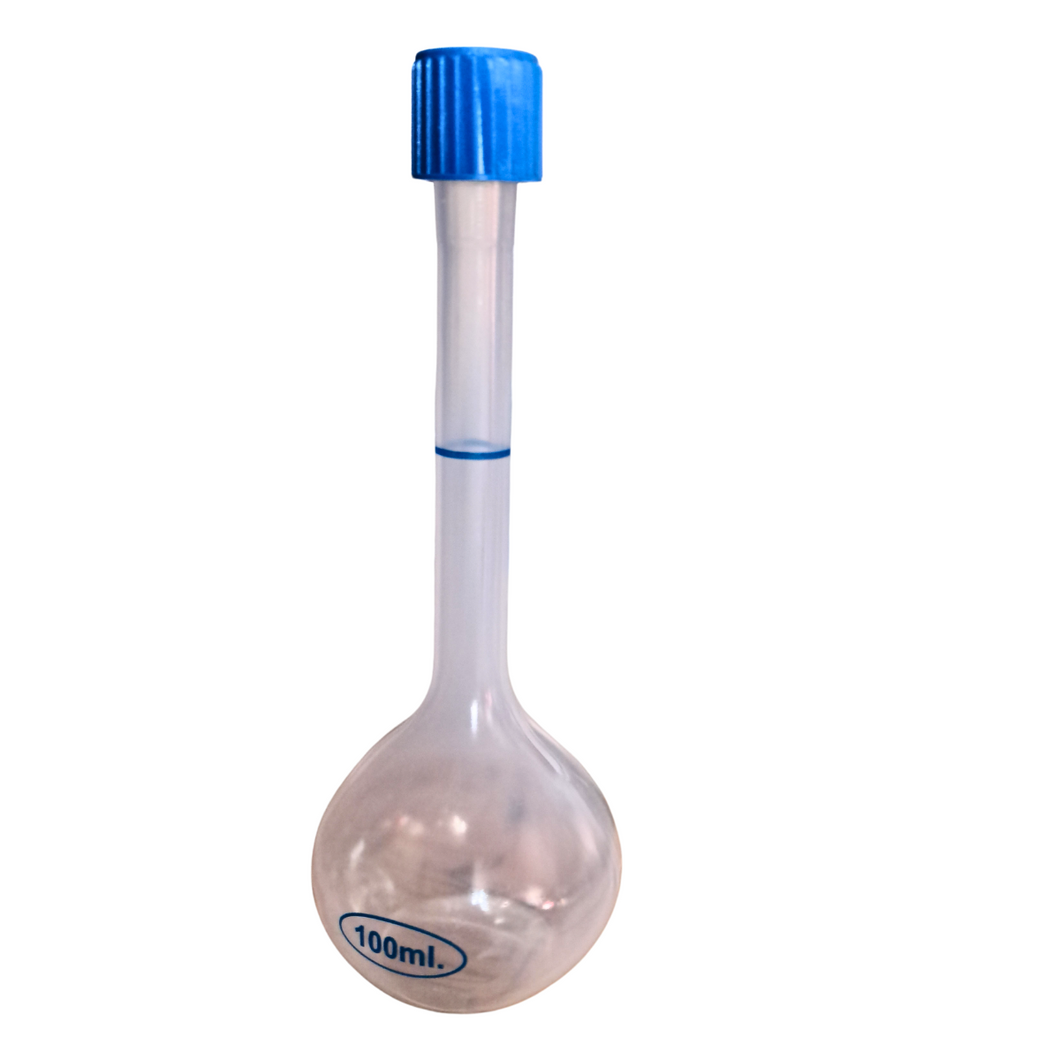 Volumetric flask with Screw cap 100 ml (Pack of 1) Plastic for chemistry measuring flask laboratory apparatus
