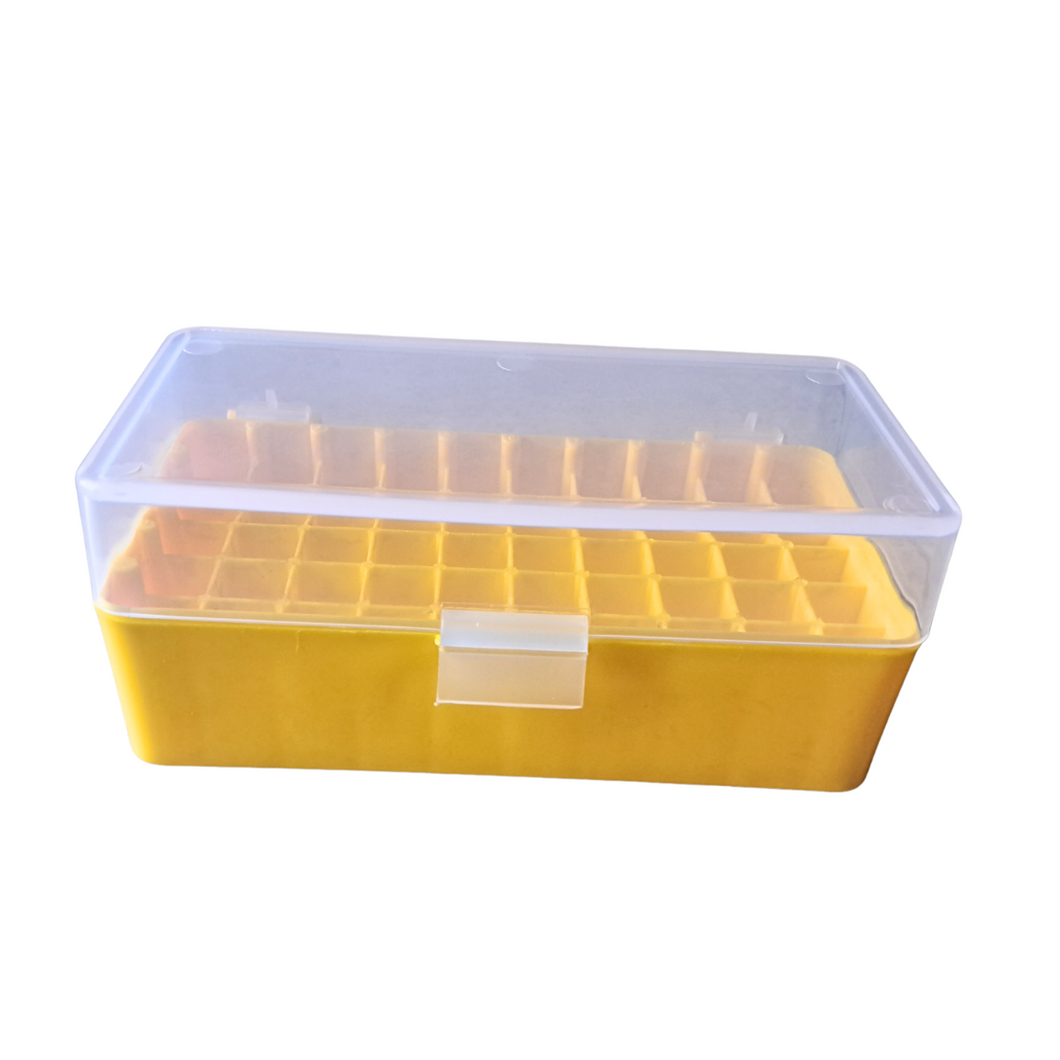 Cryo box (PP) 50 places for 1 ml and 1.8 ml cryo vials, Cryo Box Vial Rack, Freezer Storage Fit for 2 ml Cryo storage Freezing Box (Pack of 1)