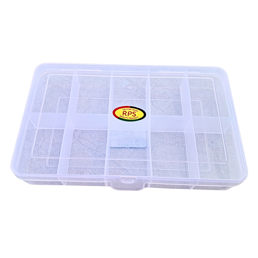 Multi purpose Storage Box or Organizer Rectangular Storage Box with Fix dividers 10 Grids Transparent Pack of 1