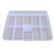 Load image into Gallery viewer, Multi purpose Storage Box or Organizer Rectangular Storage Box with Fix dividers 10 Grids Transparent Pack of 1
