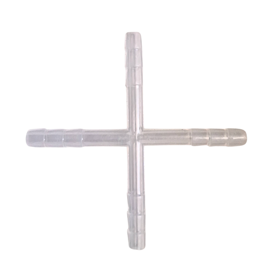 Cross Connector 6 mm Polypropylene With Leak Proof Grip (Pack Of 1)