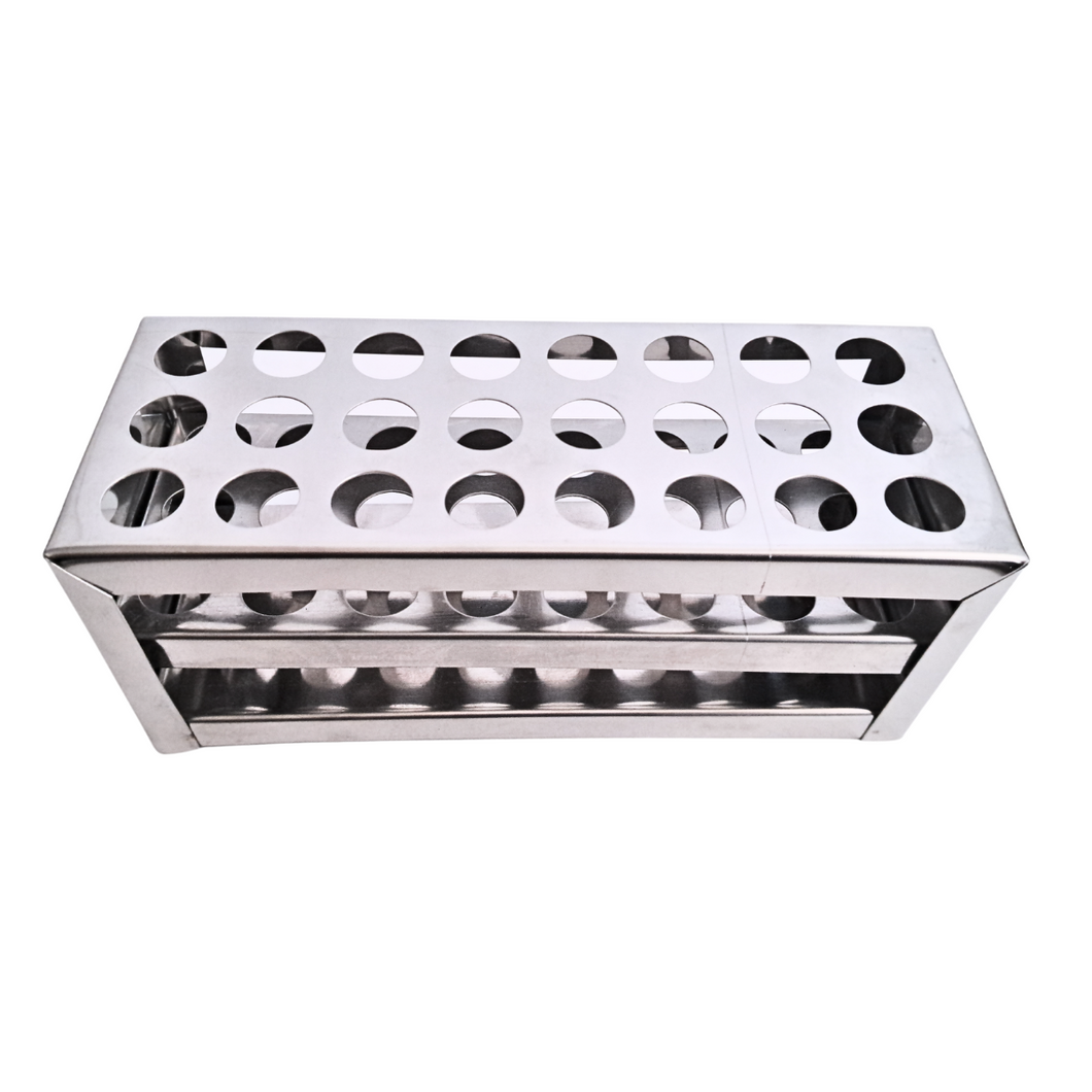 Test Tube Stand Stainless Steel 304 grade, Size 16 mm × 24 Holes Test Tube rack for Laboratory Pack of 1