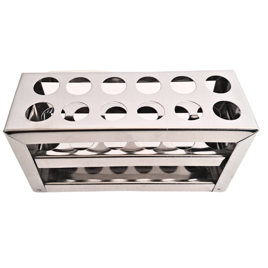 Test Tube Stand Stainless Steel 304 grade, Size 16 mm × 12 Holes Test Tube rack for Laboratory Pack of 1