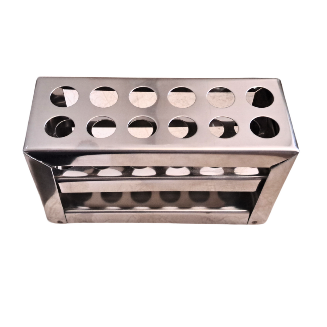 Test Tube Stand Stainless Steel 304 grade, Size 13 mm × 12 Holes Test Tube rack for Laboratory Pack of 1