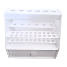 Load image into Gallery viewer, Micropipette stand for 6 pipettes with drawer and test tube stand to store tips White Colour Use For Chemical, pathology, Laboratory, Capacity: 6 Pipette Pack of 1
