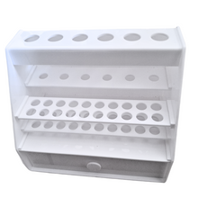 Load image into Gallery viewer, Micropipette stand for 6 pipettes with drawer and test tube stand to store tips White Colour Use For Chemical, pathology, Laboratory, Capacity: 6 Pipette Pack of 1
