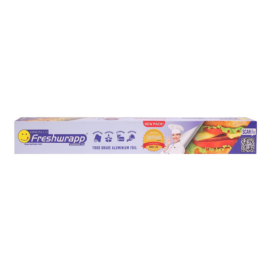 Hindalco Freshwrapp Aluminium Foil 9 Meters, 11microns for Food Packing , Wrapping, Storing and Serving in Lab