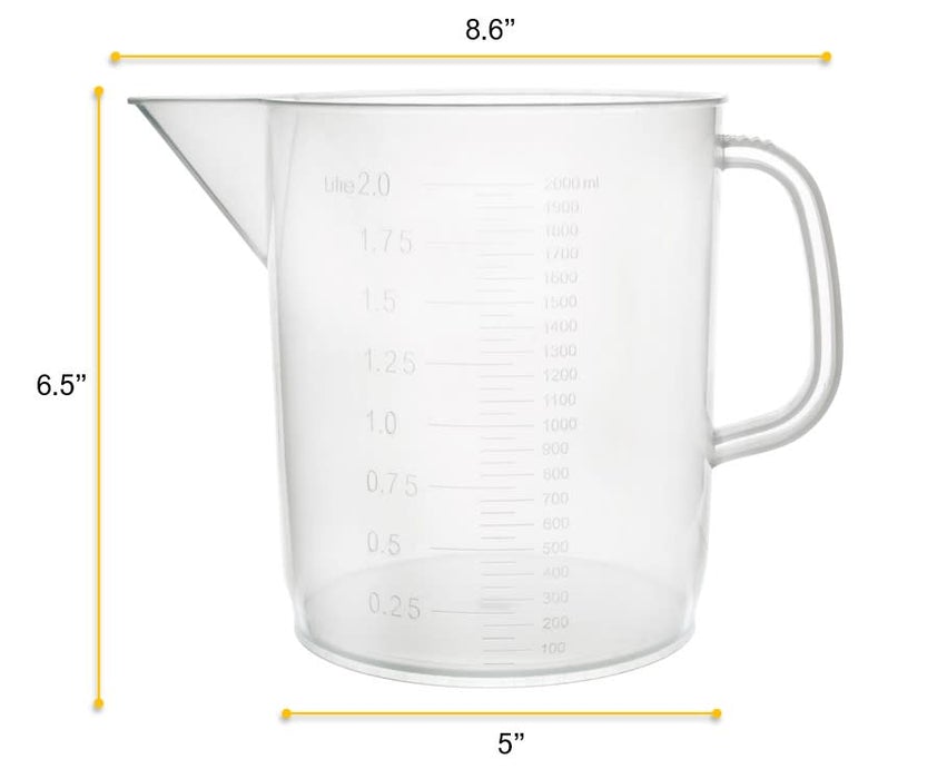 Measuring jug 2000 ml or 2 ltr Euro design Polypropylene Plastic for Measuring Liquids Pack of 1