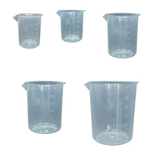 Load image into Gallery viewer, Measuring Beaker Set Measuring Cup Plastic Transparent Combo Pack (5 pcs) 50 ml, 100 ml, 250 ml -2, 500 ml
