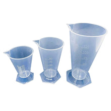 Load image into Gallery viewer, Conical Measure or Measuring Beaker Moulded in polypropylene,  For measure liquid - Set of 3 (25 Ml/50 Ml/125Ml)
