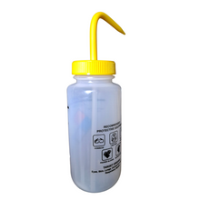 Load image into Gallery viewer, Safety Vented LABELLED ISO-PROPA-NOL LDPE made Wide mouth wash bottle Printed-Four color 500ml (16oz) Yellow Polypropylene Cap (Pack of 1)
