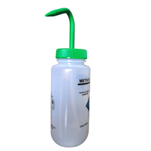 Load image into Gallery viewer, Safety Vented LABELLED METHYL ETHYL KETONE LDPE made Wide mouth wash bottle Printed-Four color 500ml (16oz) Green Polypropylene Cap (Pack of 1)
