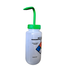 Load image into Gallery viewer, Safety Vented LABELLED METHANOL LDPE made Wide mouth wash bottle Printed-Four color 500ml (16oz) Green Polypropylene Cap (Pack of 1)
