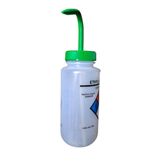 Load image into Gallery viewer, Safety Vented LABELLED ET-HYL ACET-ATE LDPE made Wide mouth wash bottle Printed-Four color 500ml (16oz) Green Polypropylene Cap (Pack of 1)
