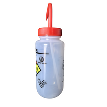 Load image into Gallery viewer, Safety Vented LABELLED ACETONE LDPE made Wide mouth wash bottle Printed-Four color 500ml (16oz) Yellow Polypropylene Cap (Pack of 1)
