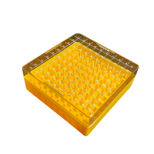 Load image into Gallery viewer, Cryo Box Polycarbonate Freezer Boxes, Vial Rack, Freezer Storage, 9 x 9 Array, 100 Place, 130mm Length x 130mm Width x 52mm Height. Fit for 1 ml, 1.8 ml and 2 ml Cryo Vials (Pack of One)
