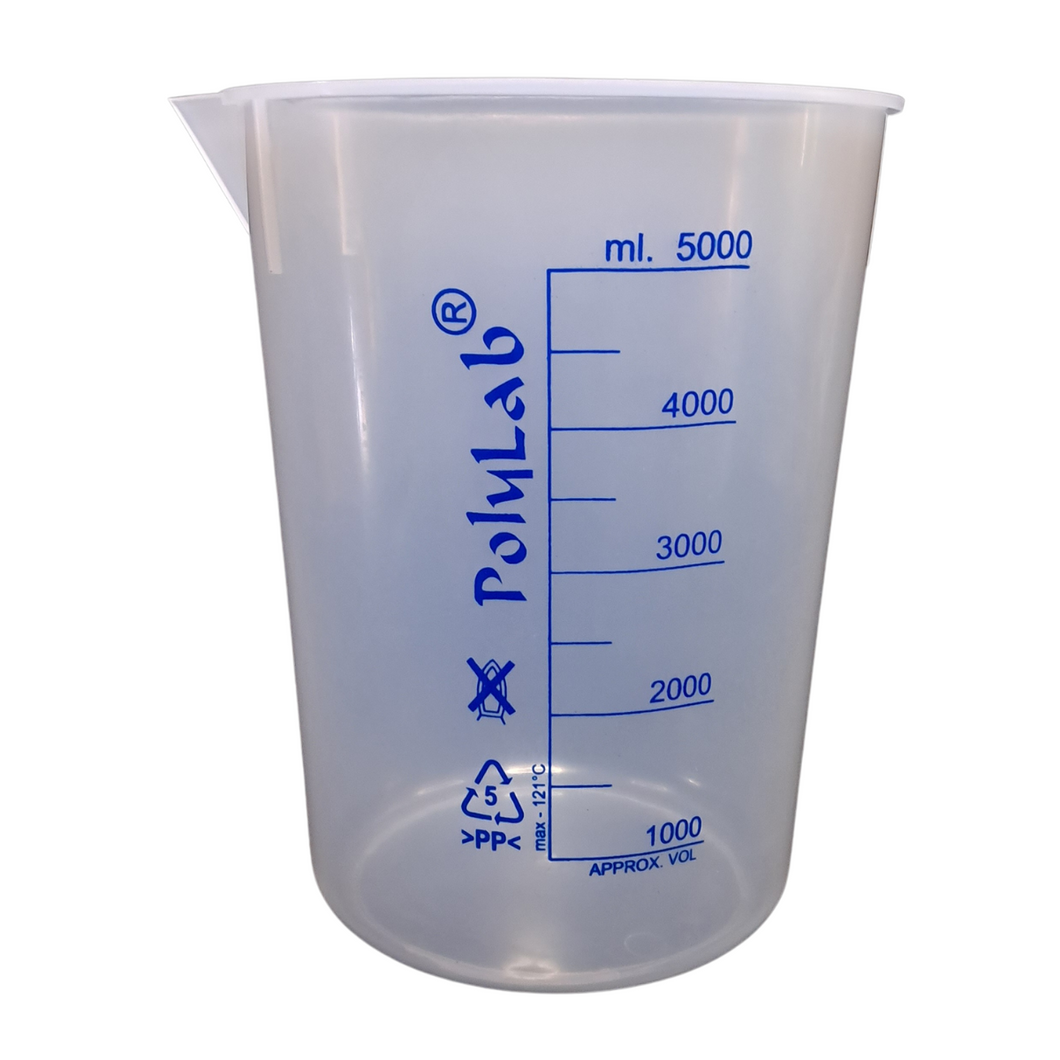 Beaker (Printed Graduation) Measuring Cup, Plastic Science Beaker Transperant 5000 ml for Measuring Liquid in Home | Laboratory | School (Pack of 1)