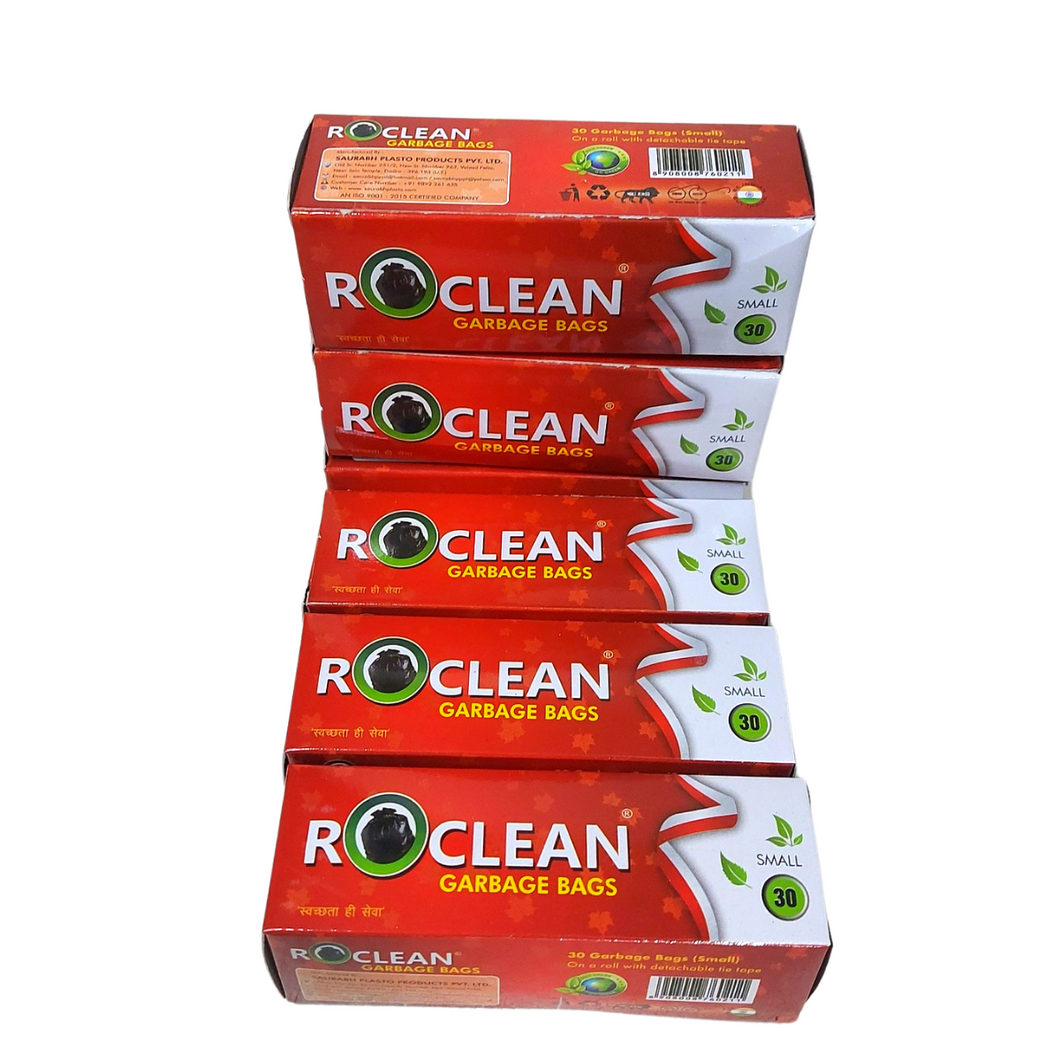 Garbage Bags ROCLEAN Biodegradable (SMALL) Size 43 cm X 48 cm Dustbin Bag/Trash Bag For Laboratory - Black Color 30 bags Pack of 1