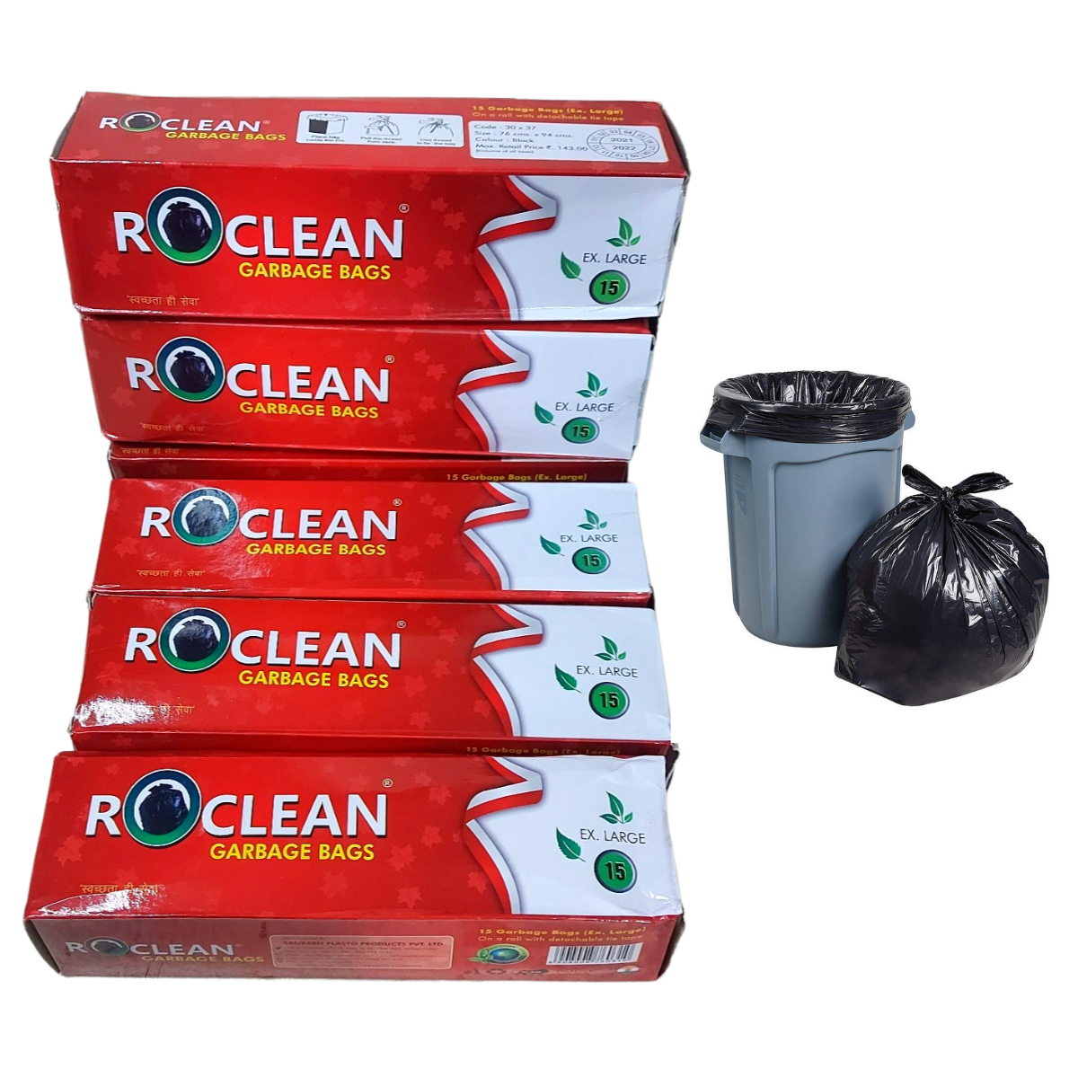 Garbage Bags ROCLEAN Biodegradable Extra Large Size 76 cm x 94