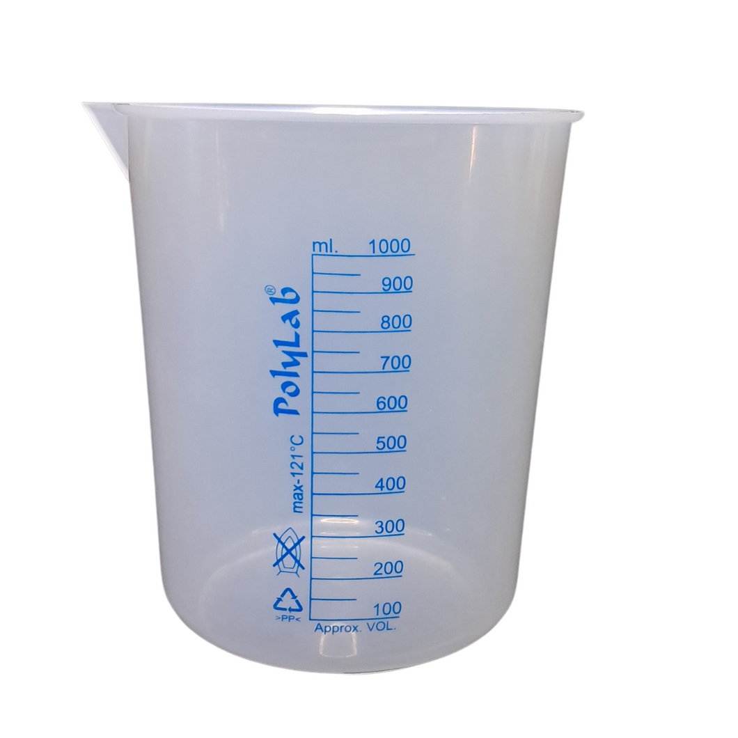Beaker (Printed Graduation) Measuring Cup, Plastic Science Beaker Transperant 1000 ml for Measuring Liquid in Home | Laboratory | School (Pack of 1)