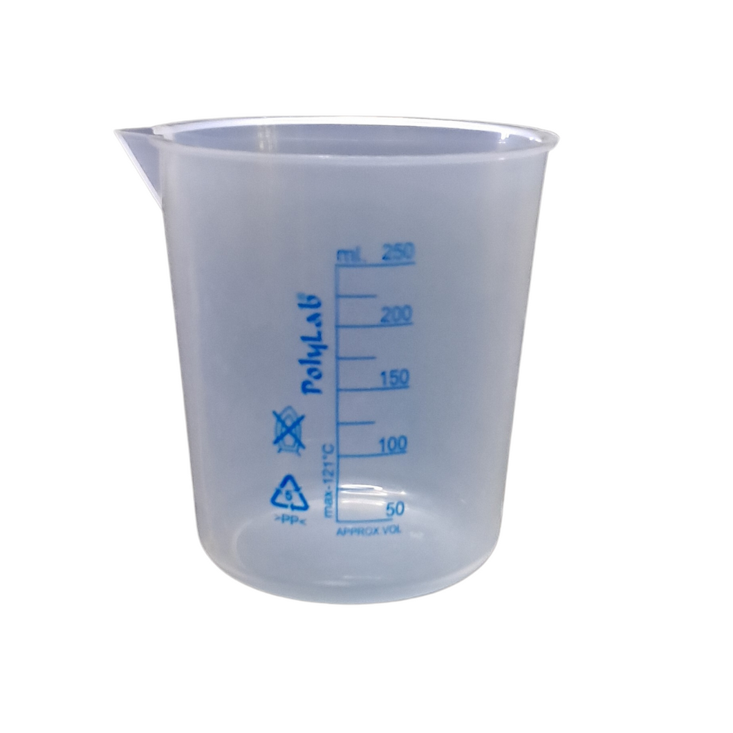 Beaker (Printed Graduation) Measuring Cup, Plastic Science Beaker Transperant 250 ml for Measuring Liquid in Home | Laboratory | School (Pack of 1)
