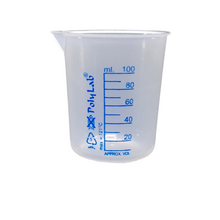 Load image into Gallery viewer, Beaker (Printed Graduation) Measuring Cup, Plastic Science Beaker Transperant 100 ml for Measuring Liquid in Home | Laboratory | School (Pack of 1)
